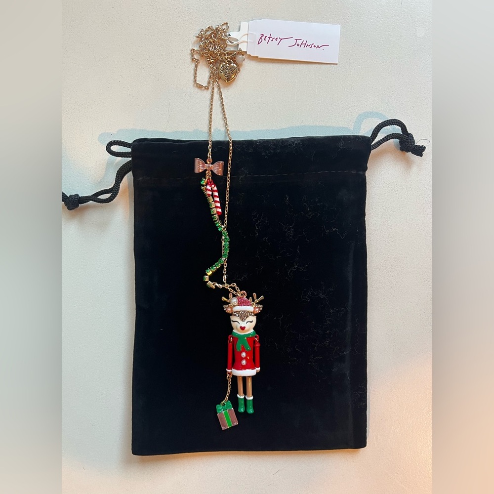 Betsey Johnson Colorful Reindeer Christmas Necklace